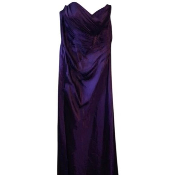 Purple Strapless Floor Length Formal Gown With Pleated Bodice - Picture 1 of 10
